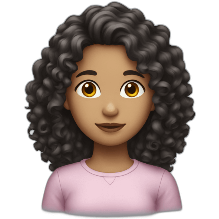 girl with long dark curly hair emoji