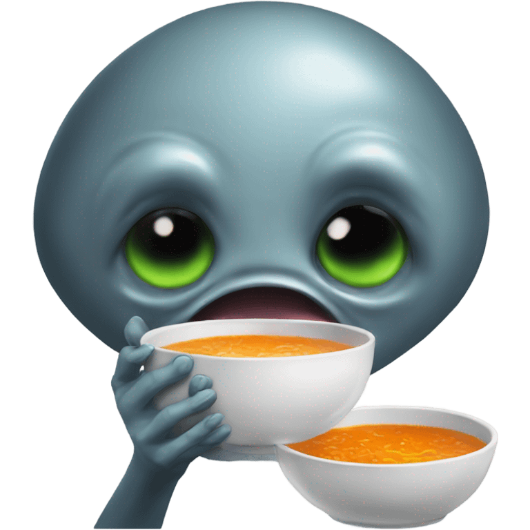 Alien eating soup emoji