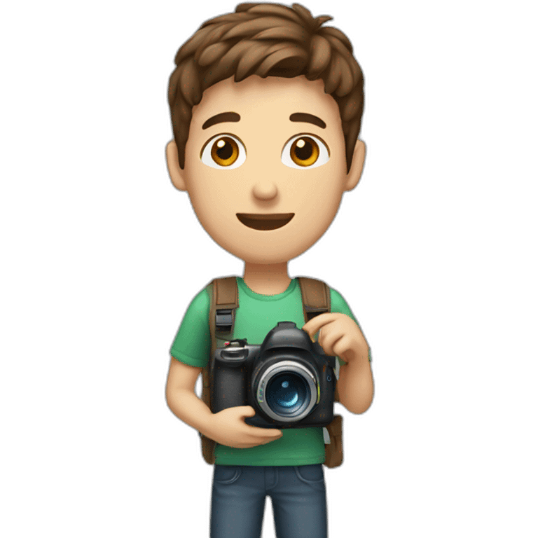 student man with photocamera and brown hair emoji