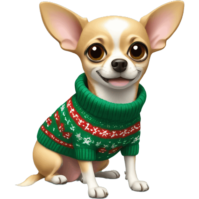 Chihuahua in Christmas sweater  emoji