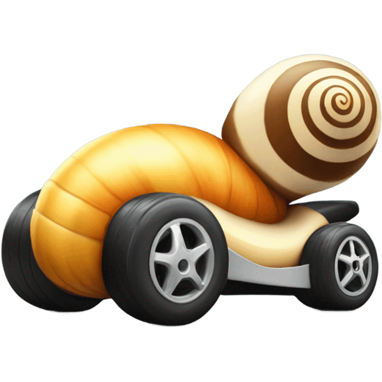 Snail driving a race car emoji