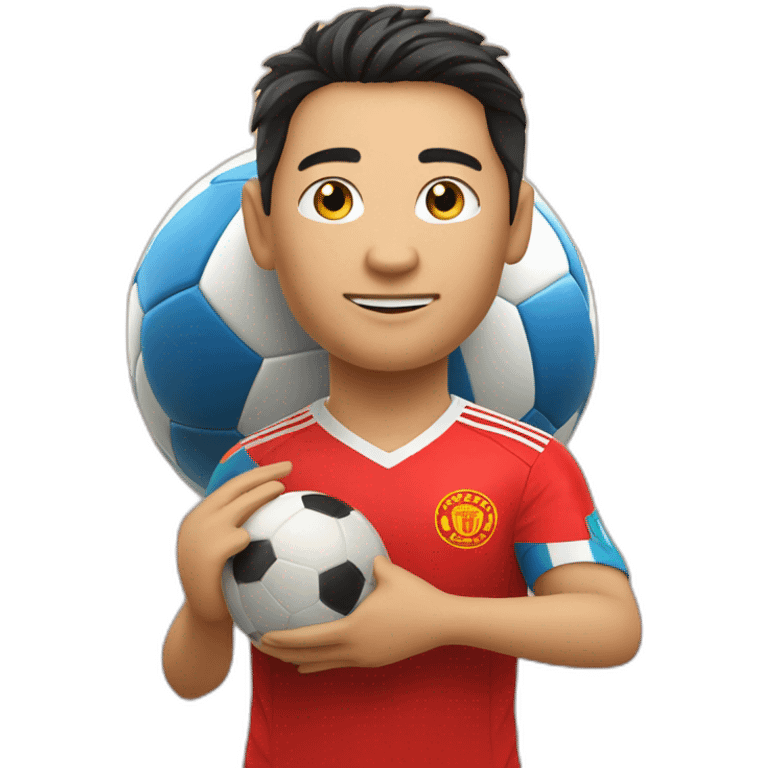 Soccer's player from kyrgyzstan holds the world world cup emoji