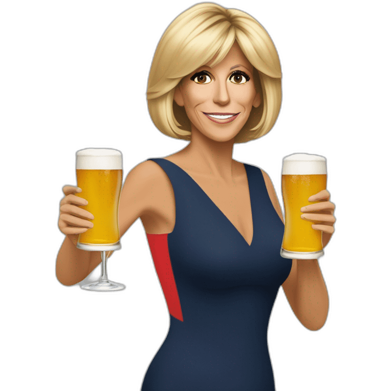 Brigitte Macron avec une bière emoji