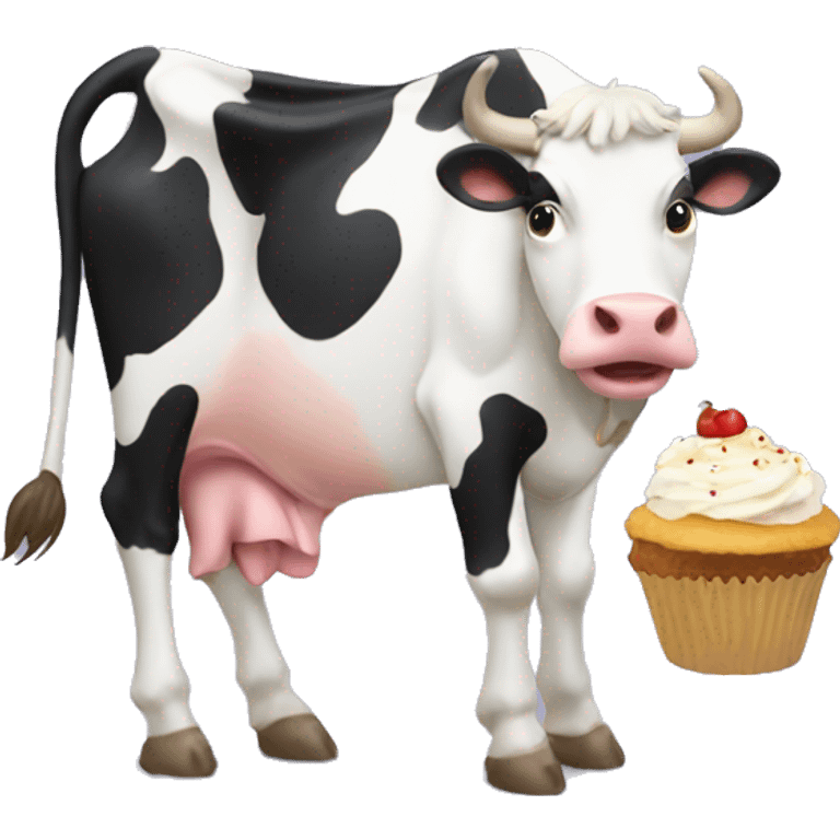 Cow eating a cupcake emoji