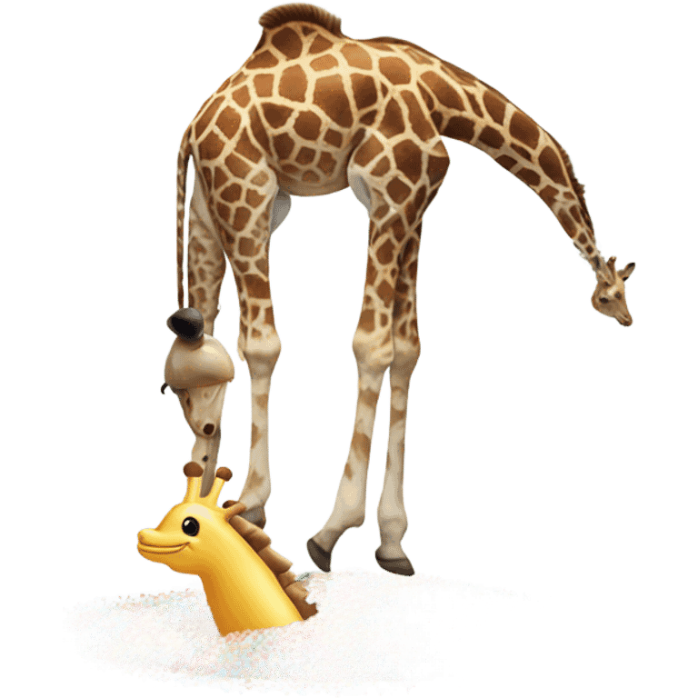 A giraffe on top of a dolphin in a sea of sprinkles  emoji