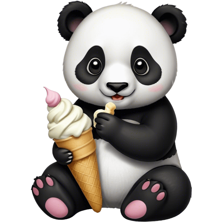 Panda eating ice cream emoji