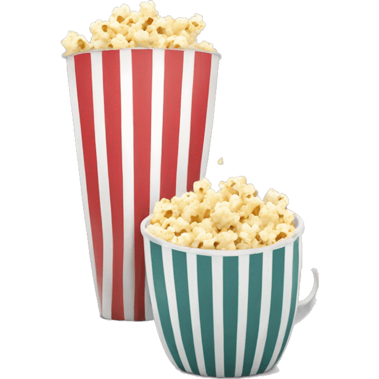 Popcorn in a striped cup with a TV emoji