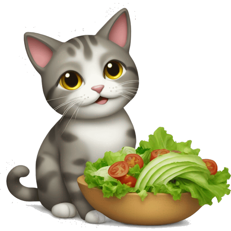 cat with salad emoji