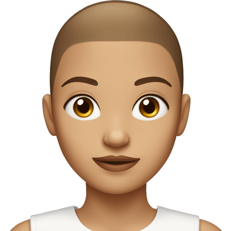 BLUE EYES BROWN BUZZ CUT LIGHT SKIN ROUND FACE GIRL emoji