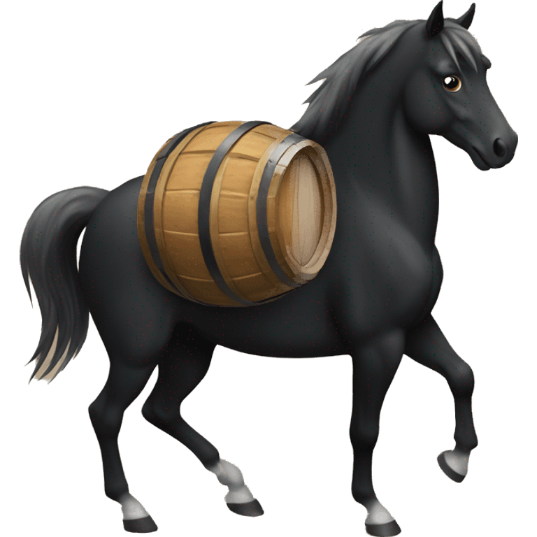 Black horse going around a barrel emoji