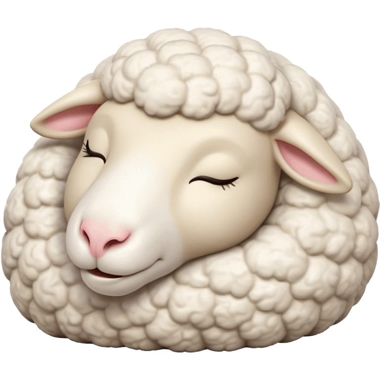 Meme-Worthy Cute Sleeping Sheep Portrait Emoji, Head resting peacefully with a contented smile, showcasing a robust build and a luxuriously soft white fleece, eyes shut in a serene, restful nap, Simplified yet hilariously adorable features, highly detailed, glowing with a soft, drowsy light, high shine, relaxed and utterly lovable, stylized with an air of playful laziness, bright and heartwarming, soft glowing outline, capturing the essence of a comically sleepy sheep, so meme-worthy it feels like it could instantly become the next viral sensation of adorable slumber! emoji