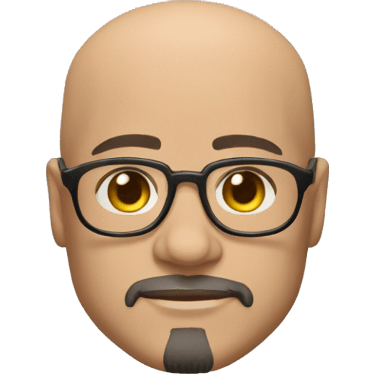 Tony stark is a bald, fat physicist with black bone glasses without beards emoji