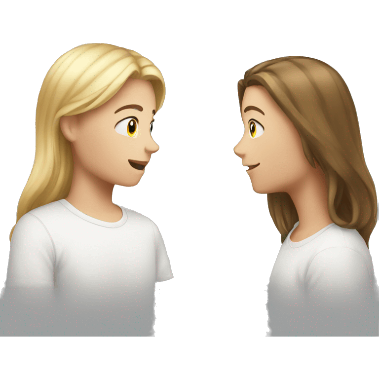 White teen girl talking with white teen boy emoji