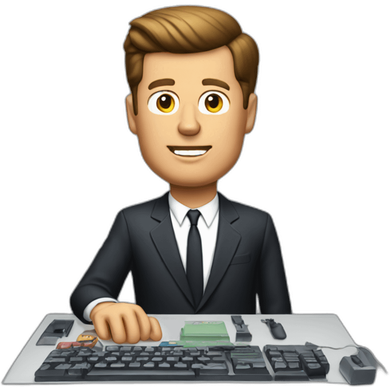 john f kennedy gaming on a computer emoji