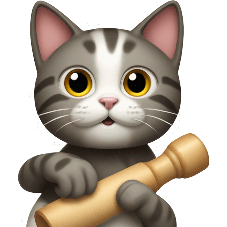 cat holding a rolling pin emoji