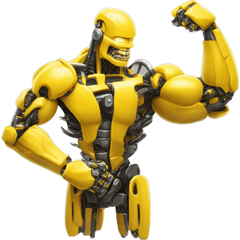 Yellow mechanical cyborg bicep that’s flexing emoji