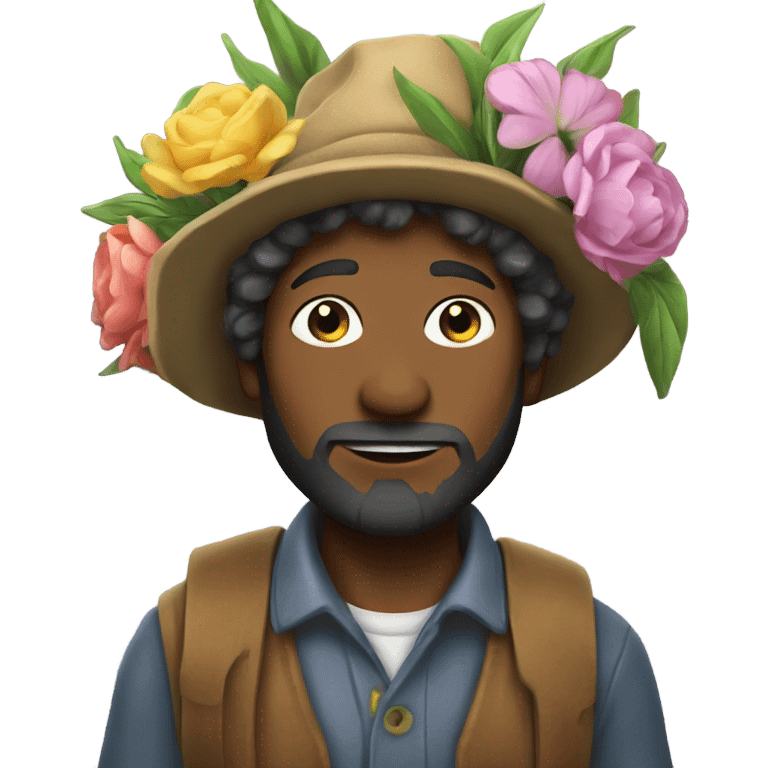 Hobo holding fresh cut flowers emoji