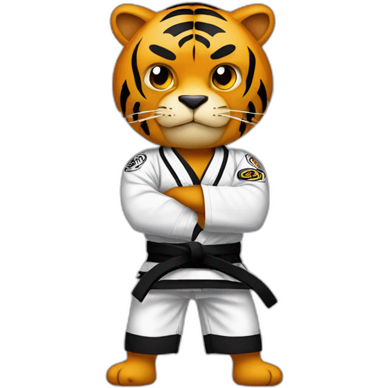 Tiger with evil face  jiu-jitsu black belt with his arms crossed emoji