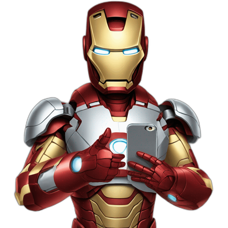 iron man holding a iphone emoji