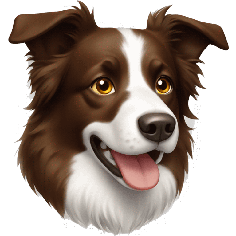 Brown and white border collie emoji