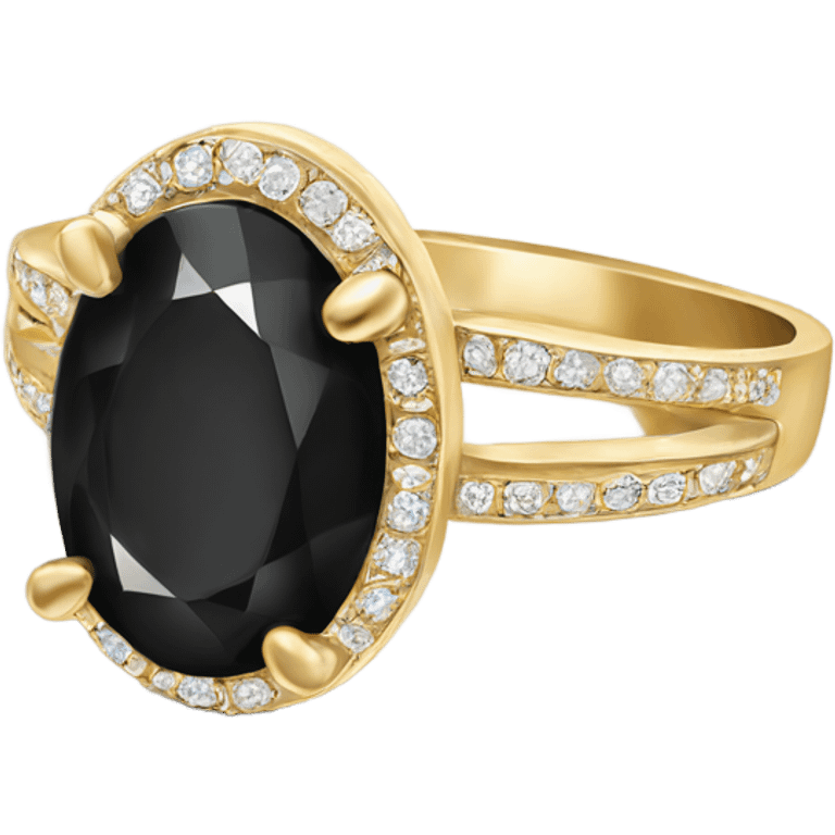 gold ring with black oval diamond emoji