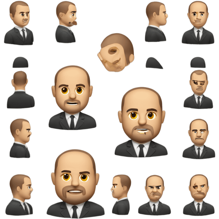 overweight italian business man, with brown buzz cut and a stubbled beard. emoji