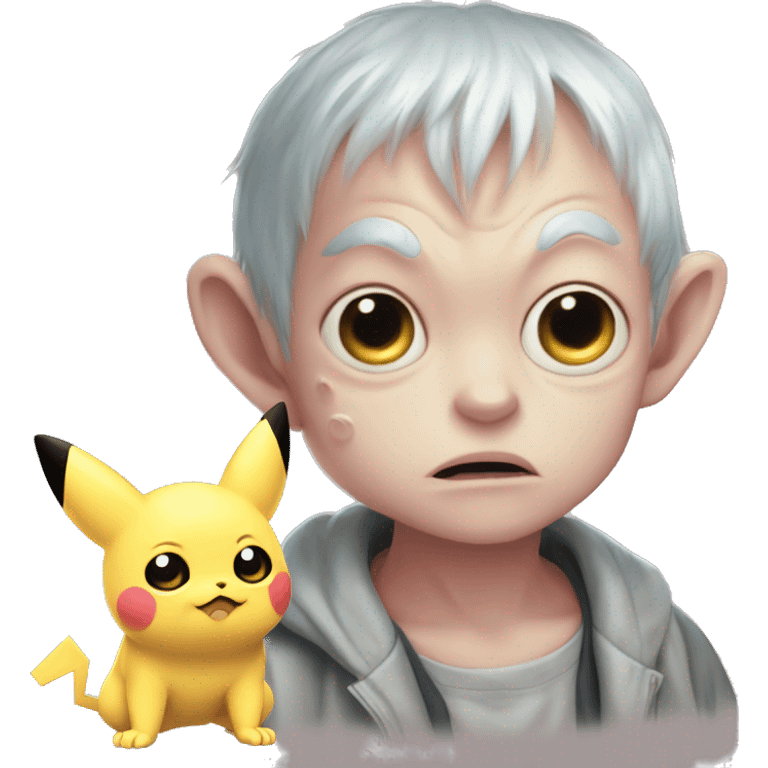 Gollum Jigglypuff sniffing Pikachu   emoji