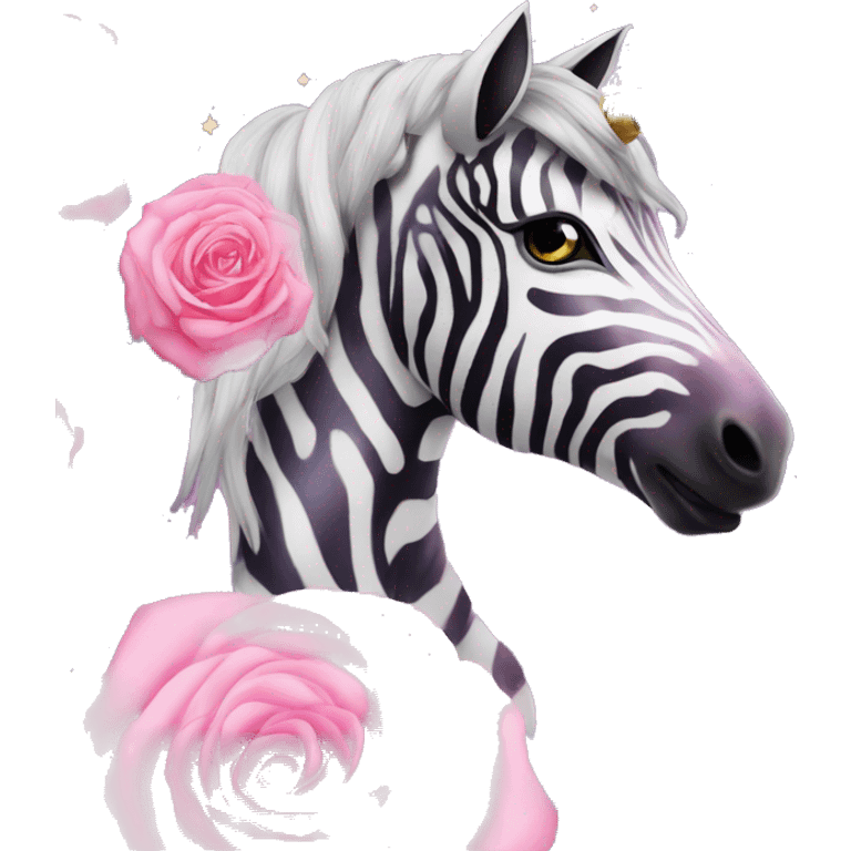 Zebra sparkling nebula unicorn Pegasus collage roses emoji