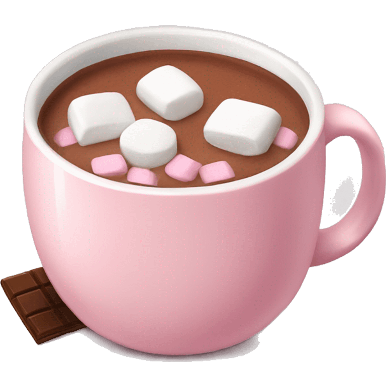 Light Pink mug of hot chocolate with marshmallows  emoji