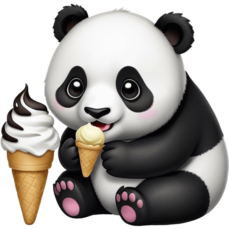 Panda eating ice cream emoji