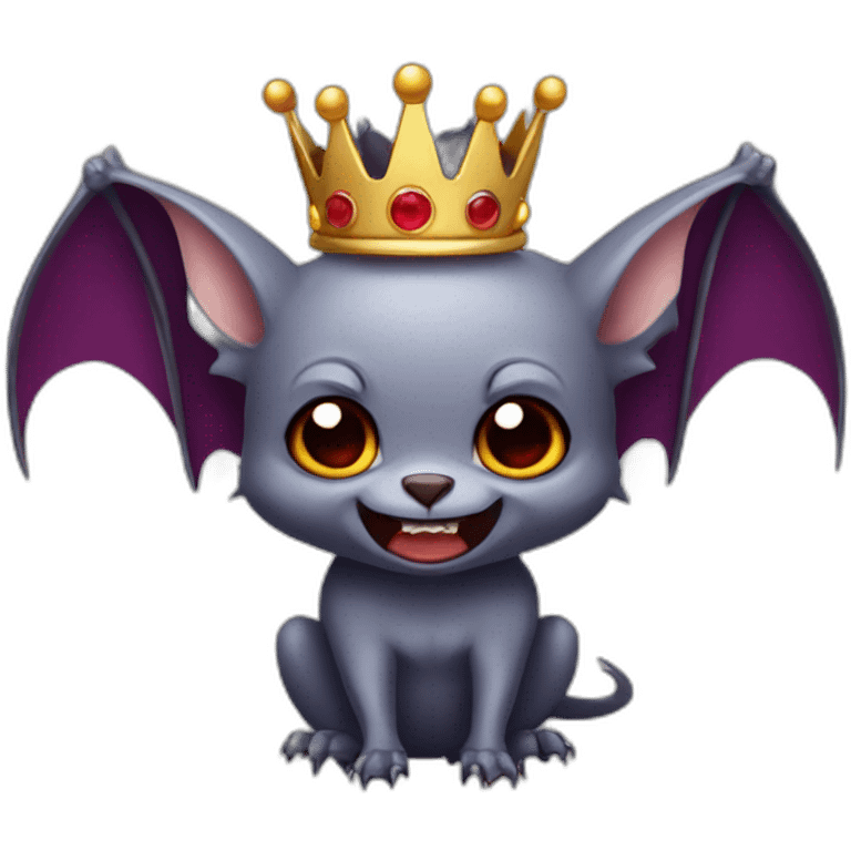 vampire bat with wings wearing a crown emoji