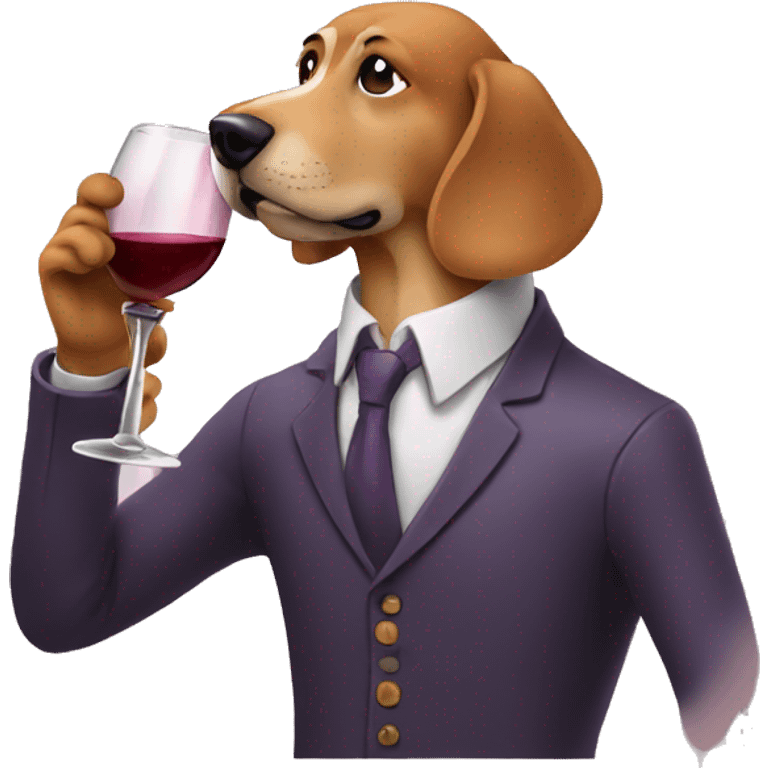 Dog-man hybrid sipping wine emoji