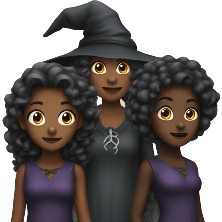 3 Witches, 2 dark girls one boy emoji