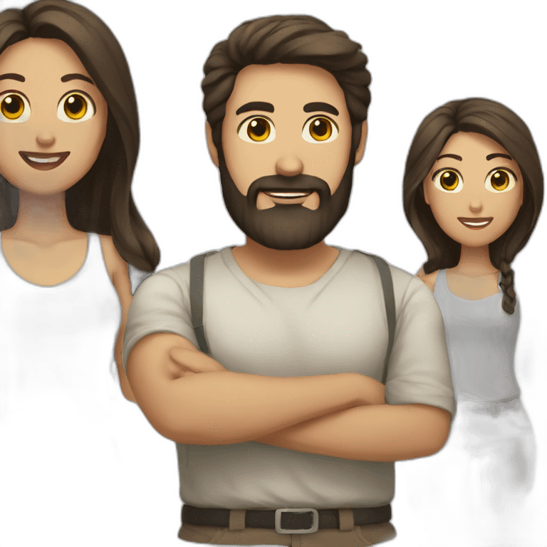 Man with black beard and woman with brown hair emoji