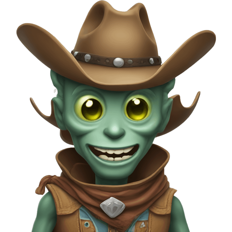 Smiling cowboy alien emoji