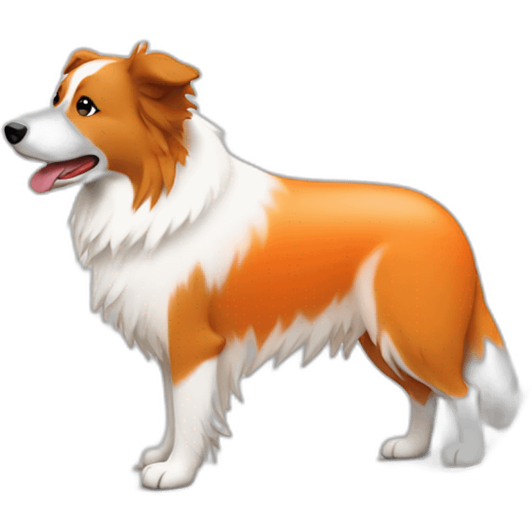 white tan border collie in orange wheel chair emoji