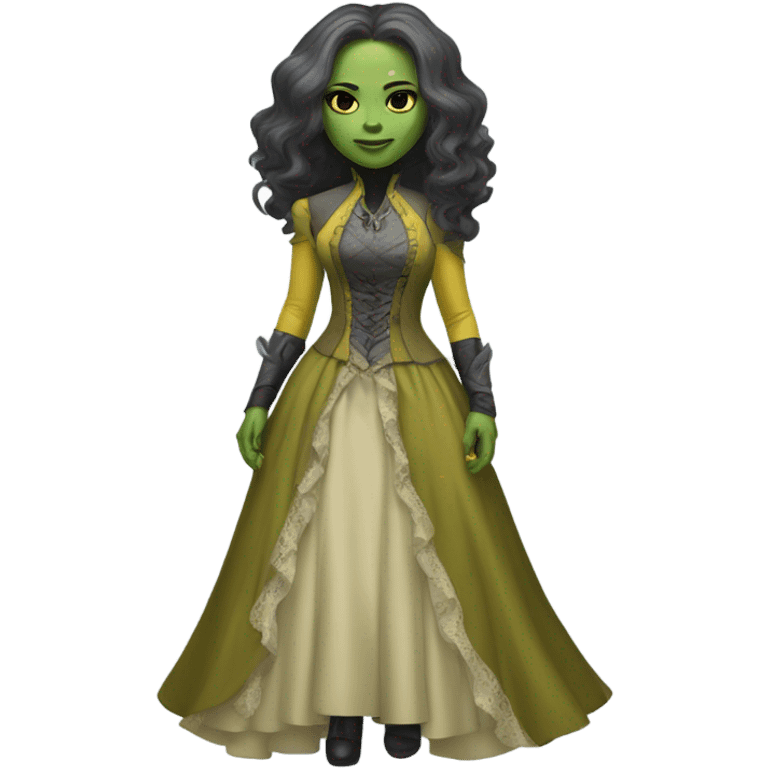 gamora in Victorian dress elegant grey  yellow full body  emoji