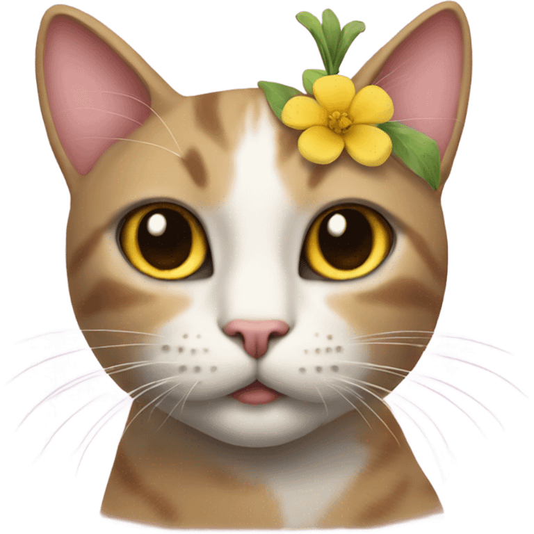 Cat with a flower in the head emoji