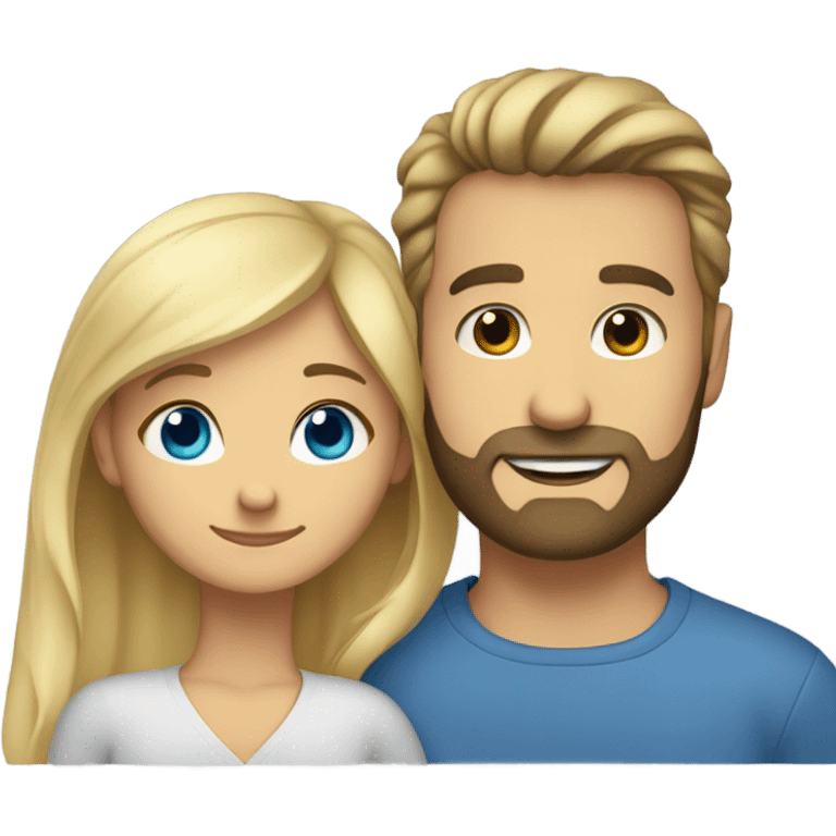 A girl with brown eyes hugs a bearded blue-eyed man with blond hair emoji