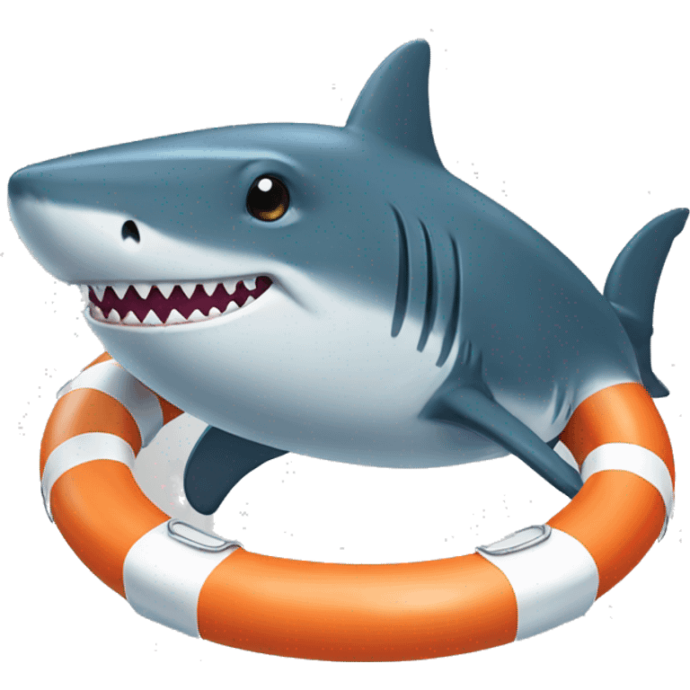 shark with swiming ring emoji