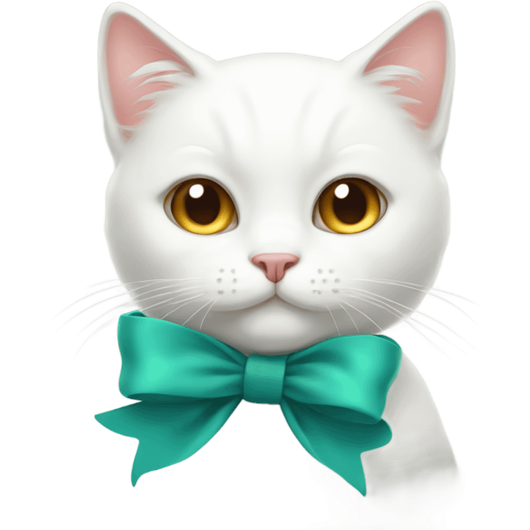 White cat with bow emoji