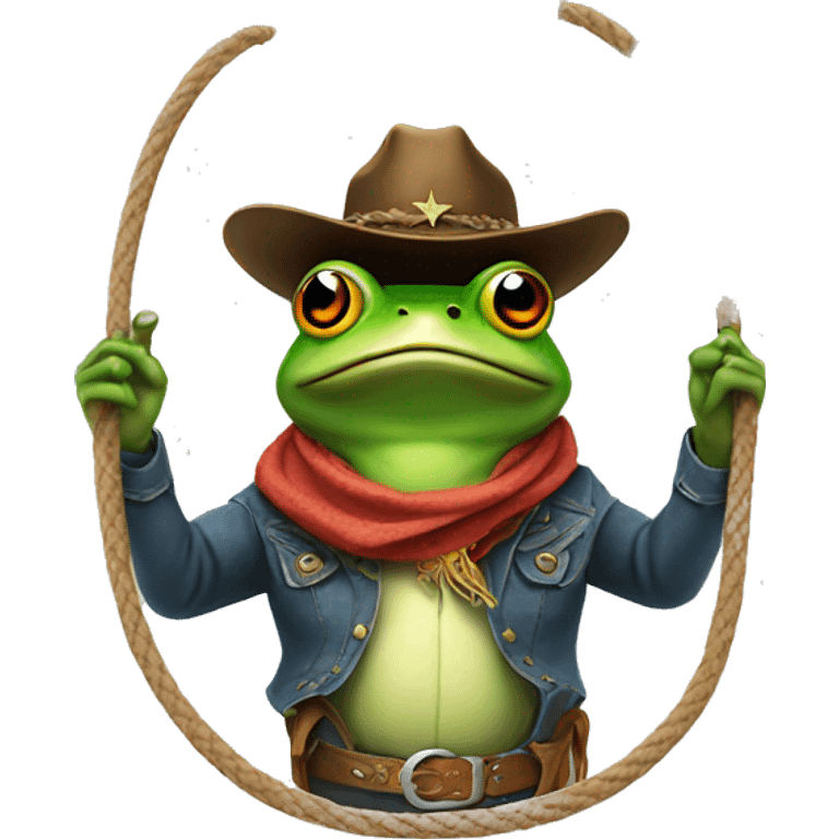 Frog in a cowboy hat with a lasso emoji