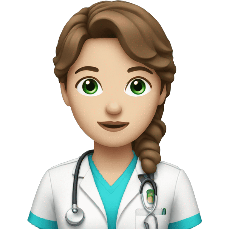 nurse with brown hair and blue eyes emoji