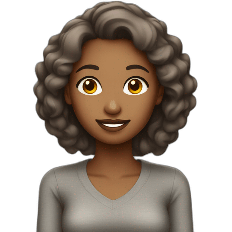 Beautifult brown lady with gray top emoji