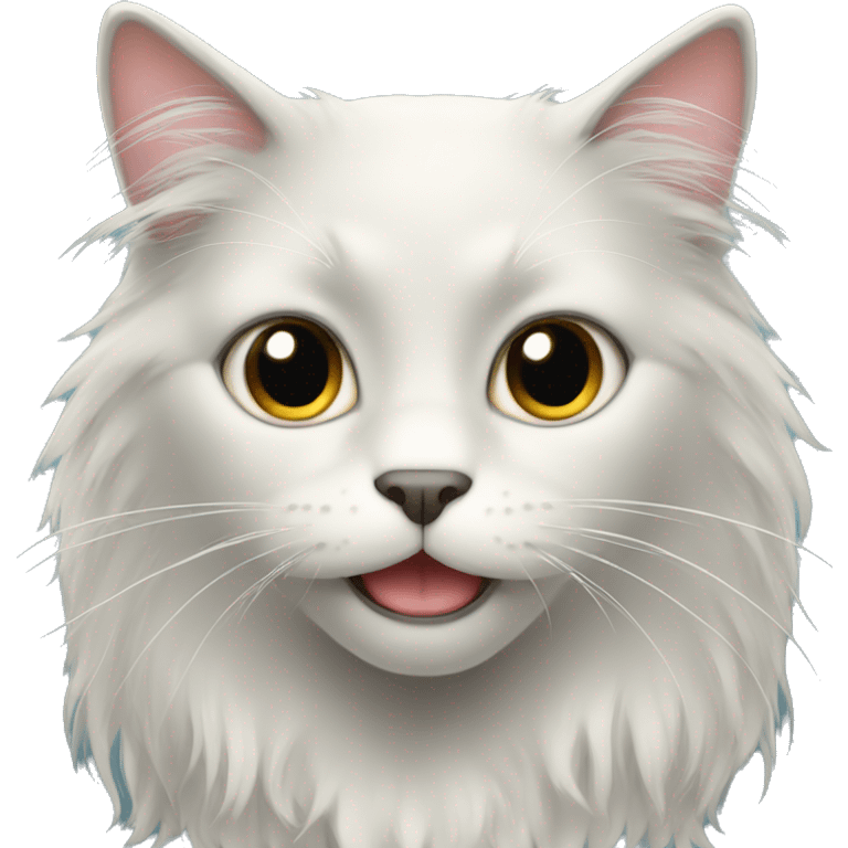 black cat domestic long-haired with white spot on the mouth emoji