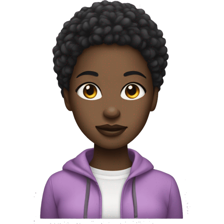 Black afro girl with a mac emoji