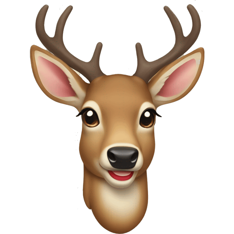 Deer with tongue sticking out of left side of mouth emoji