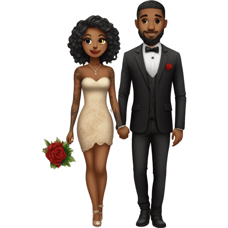 Romantic fancy date for beautiful tattooed couple emoji