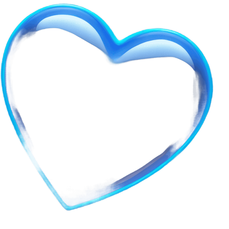 Shiny neon glass blue heart  emoji