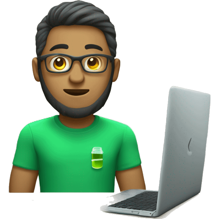 coder programmer laptop  green shirt waring a glass  emoji